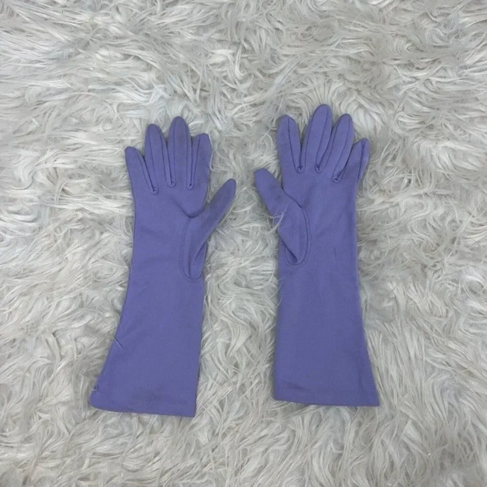 Vintage 70s Pastel Purple Nylon Cotton Forearm Length Womens Gloves ONE SIZE